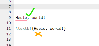 Screenshot showing LaTeX text/markup that Grammarly does not check